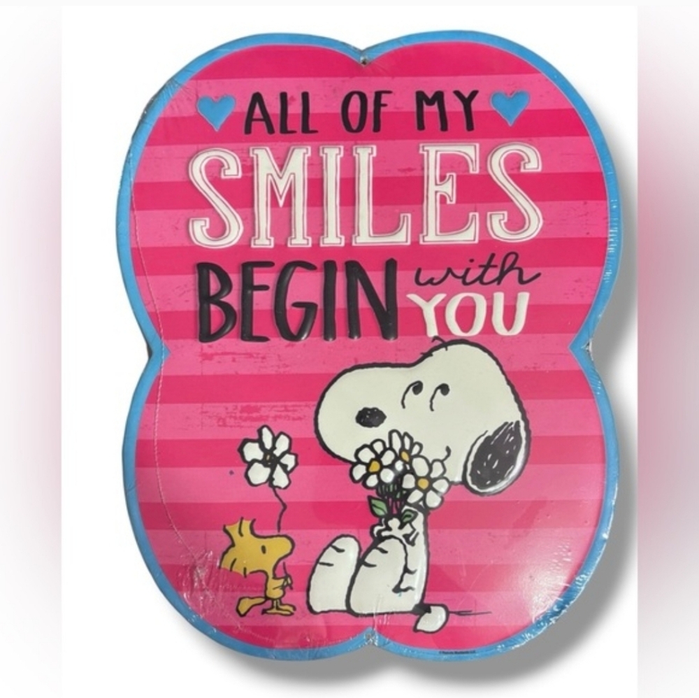 OPEN ROAD Peanuts Snoopy Woodstock Metal Sign NEW